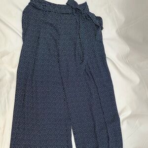 Zara Navy/White Wide Leg Pants XS